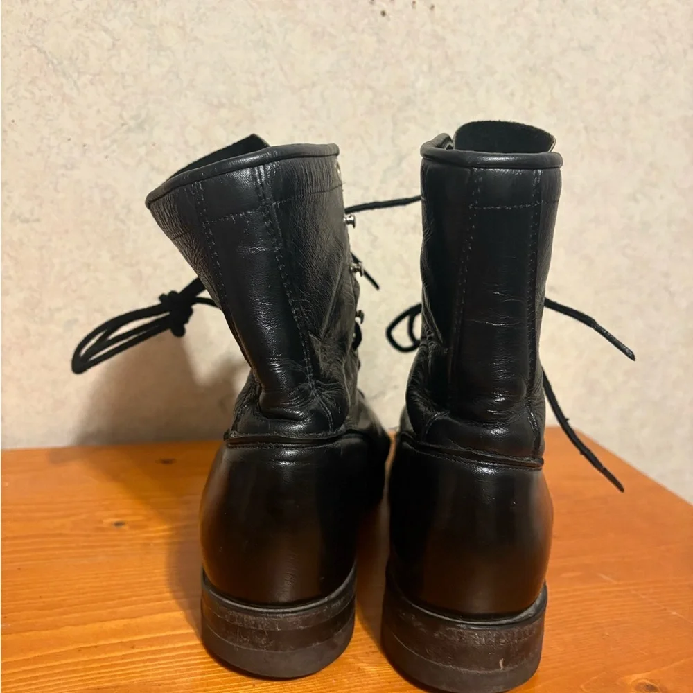 Vintage Justin Roper Lace Up Black Leather Boots L0506 Womens size 5.5